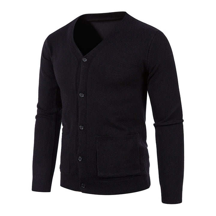 Herren nan leichte Feinstrick-Strickjacke mit V-Ausschnitt, durchgehender Knopfleiste und aufgesetzten Taschen Drune