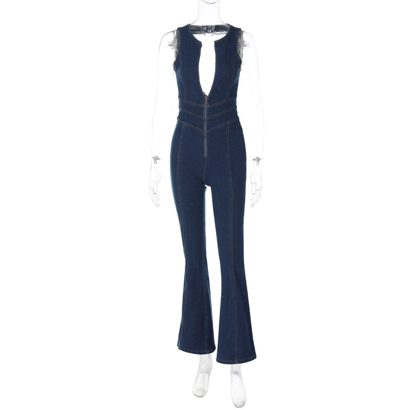 Damen Overall mit raffiniertem Ausschnitt und Schlaghose Drune