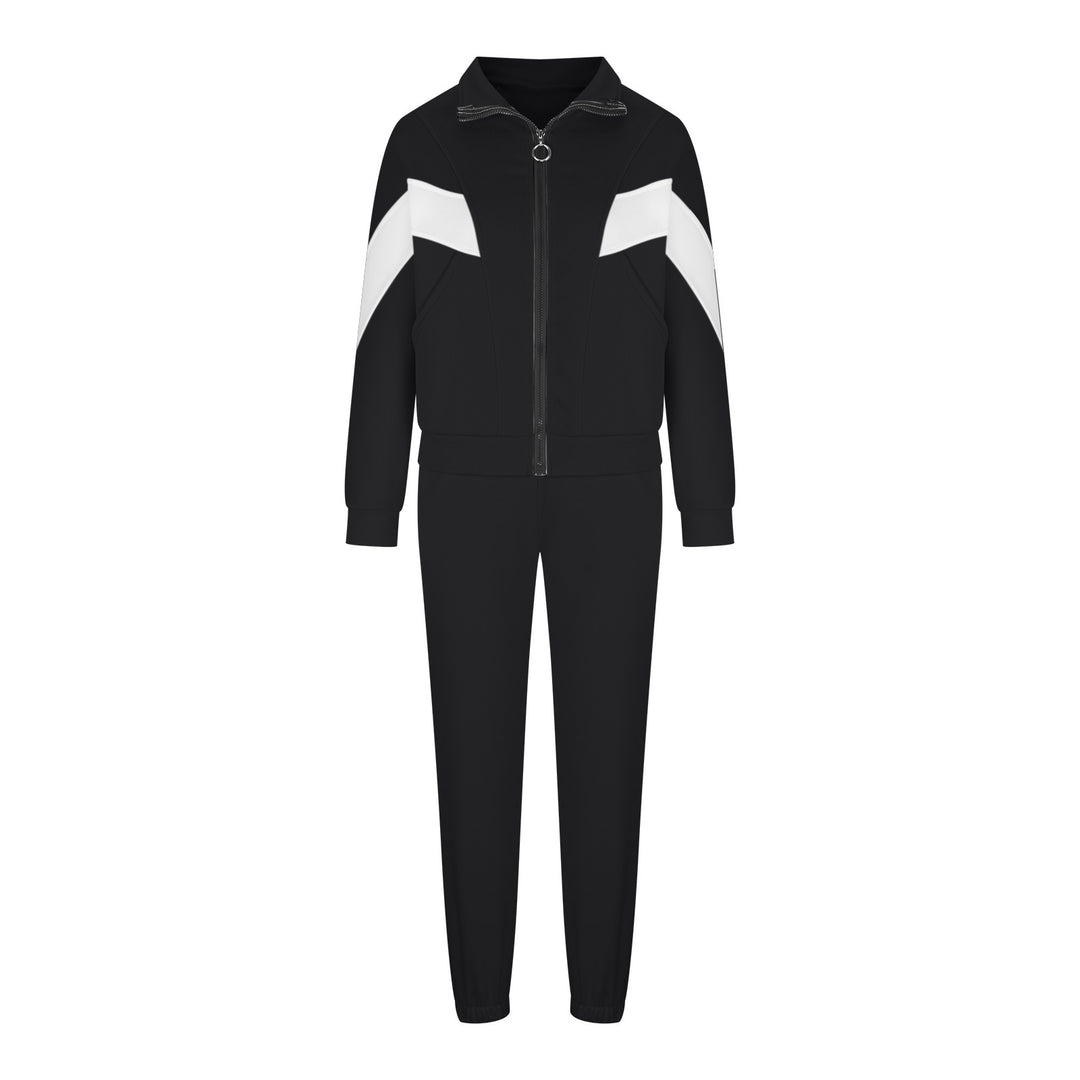 Damen nan athletisches Trainingsset mit Ring-Zipper, eingesetzten Taschen und kontrastierenden Arm-Panels Drune