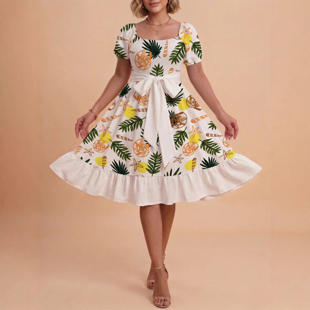 Damen Kleid mit tailliertem Schnitt und verspieltem Blumenmuster Drune