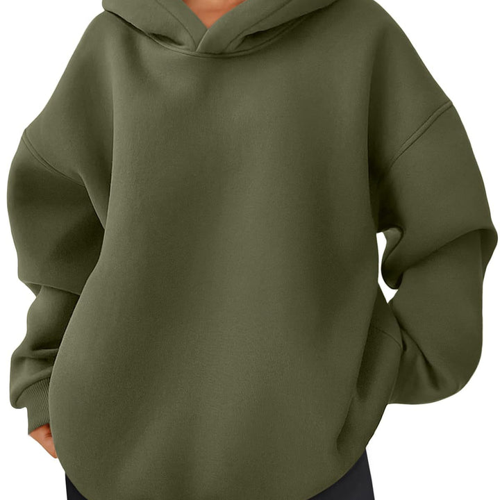 Damen nan kastiger Kapuzenpullover mit doppellagiger Kapuze, überschnittener Schulter und längerem Rückenteil Drune