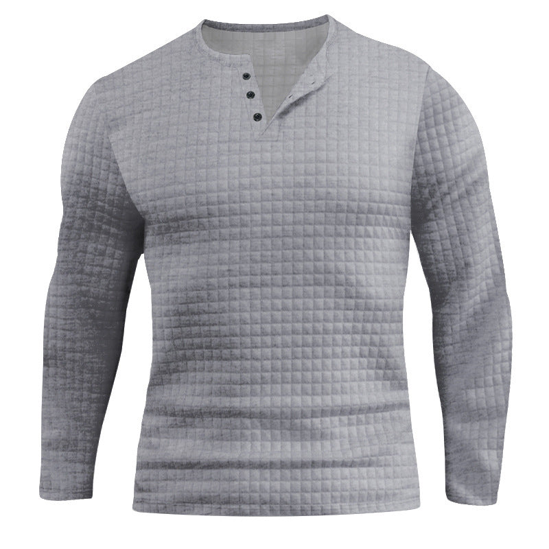 Herren Langarmshirt mit strukturiertem Design und modischem Knopfverschluss Drune