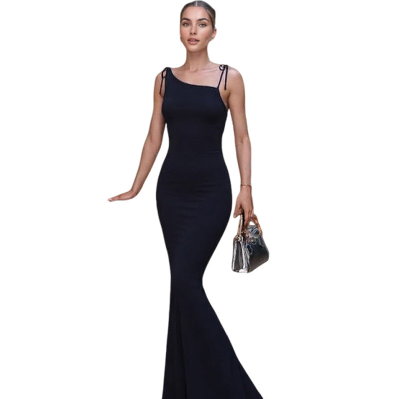 Damen Langes Abendkleid mit verstellbaren Spagettiträgern und figurbetontem Schnitt Drune
