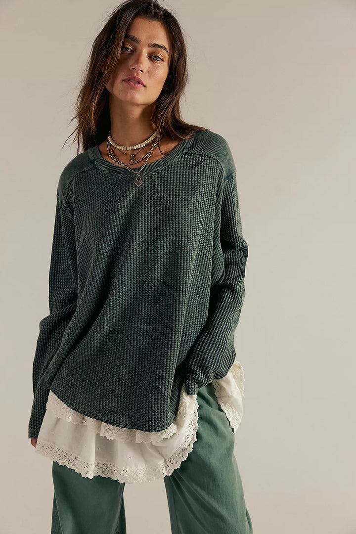 Damen Lässiger Oversized Pullover mit strukturiertem Design und seitlichen Nähten Drune