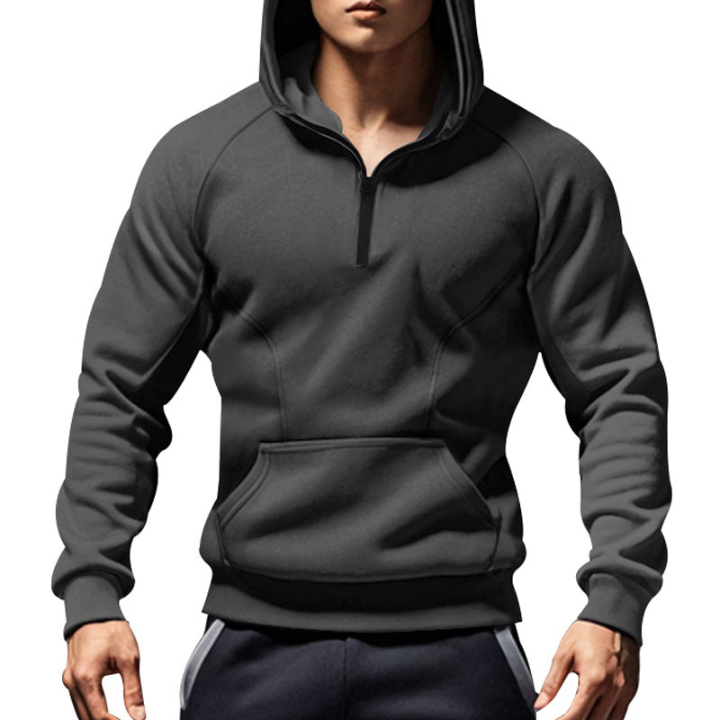 Herren sportlicher Kapuzenpullover mit halbem Reißverschluss und praktischen Taschen Drune