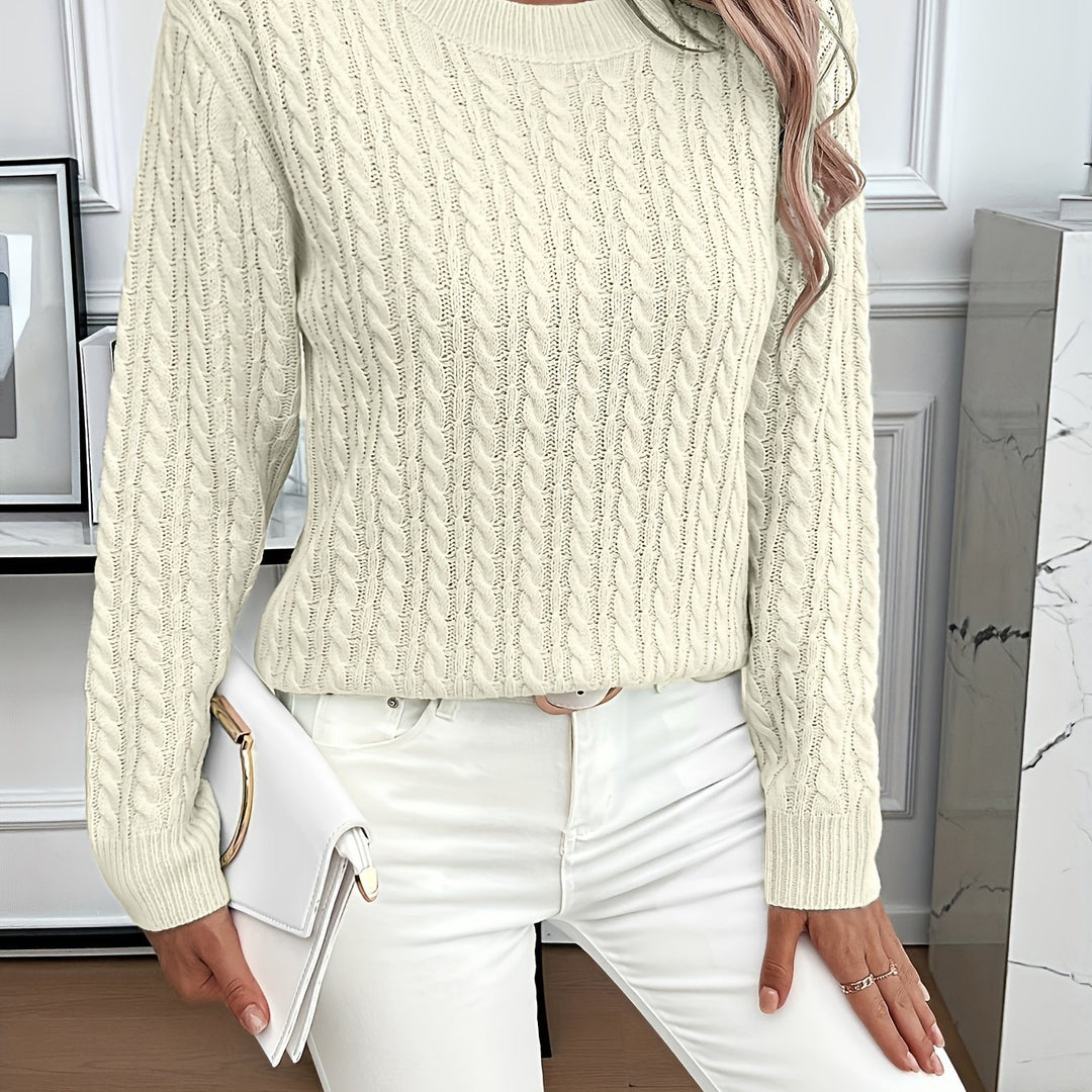 Damen Strickpullover mit elegantem Zopfdesign Drune