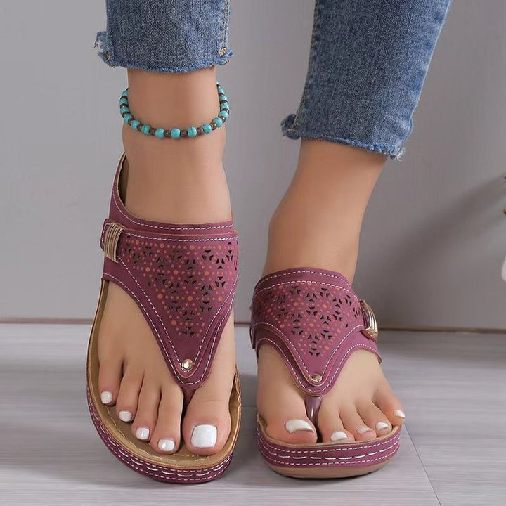 Damen nan ergonomische orthopädische Zehensteg-Sandalen mit gepolstertem Fußbett Drune
