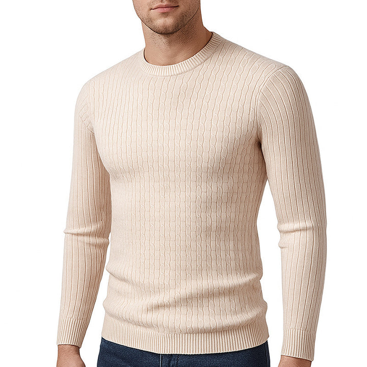 Herren modischer Strickpullover mit feinem Zopfmuster Drune