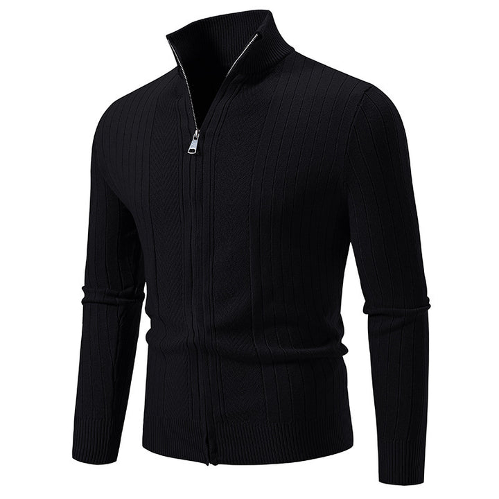 Herren stylische Strickjacke mit hohem Stehkragen und modischem Reißverschluss Drune