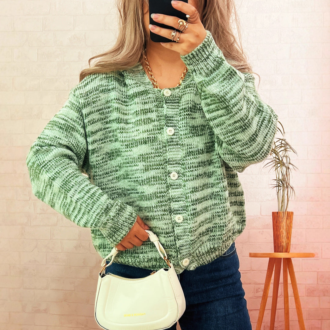 Damen verspielt gestrickte Cardigan mit buntem Strukturmuster Drune