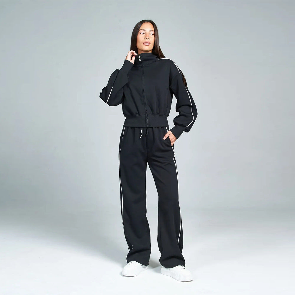 Damen Hochwertiger Sport-Loungewear-Anzug mit Stehkragen Drune