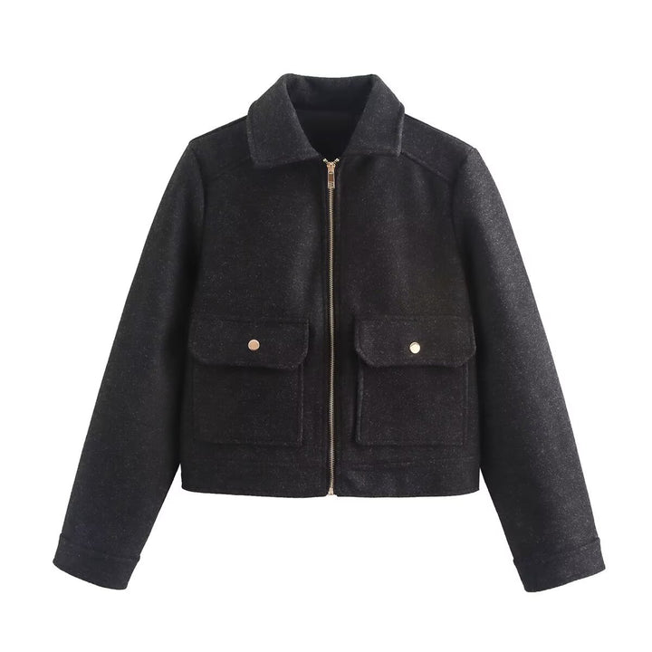 Damen stylische Bomberjacke mit praktischen aufgesetzten Taschen Drune