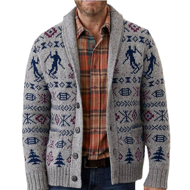 Herren Strickjacke mit exklusivem Norweger-Muster und praktischen Taschen Drune