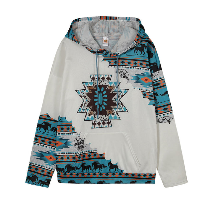 Damen Kapuzenpullover mit innovativem Tribal-Design und bequemer Passform Drune