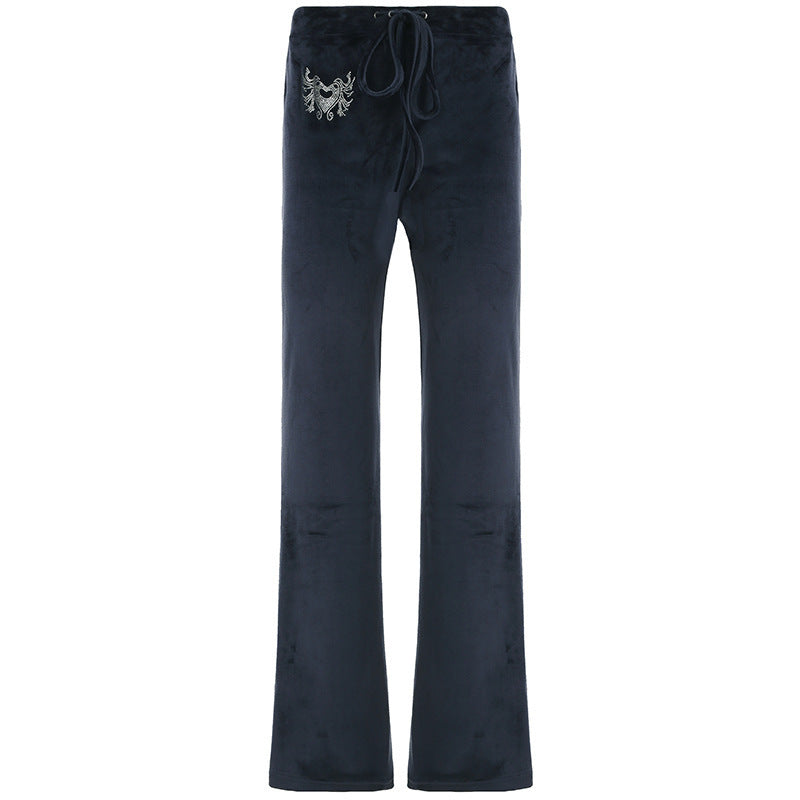 Damen-Sweatpants im lässigen Flared-Design mit trendigen Stickereien Drune