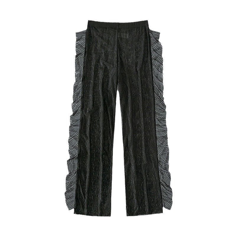 Damen transparente Strandhose mit raffinierter Rüschendetail Drune