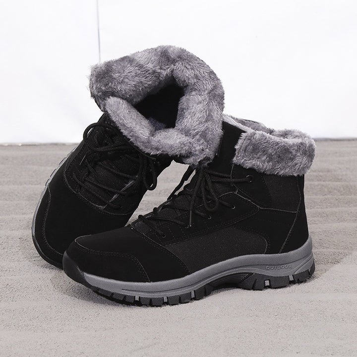 Damen gefütterte Winterstiefel mit rutschfester Sohle und isolierendem Kragen Drune