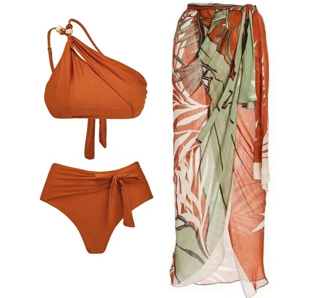 Damen Bikini-Set mit asymmetrischem Oberteil und elegantem Wickelrock Drune