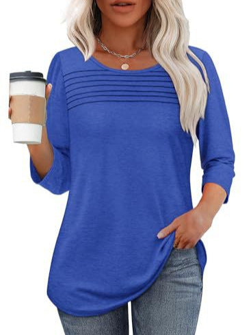 Damen Langarmshirt mit Plissee-Details Drune