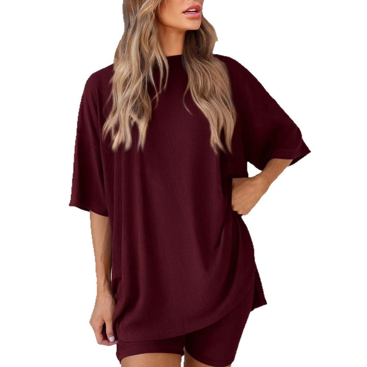 Damen Lässiges Lounge-Set mit übergroßem Oberteil und kurzen Hosen Drune