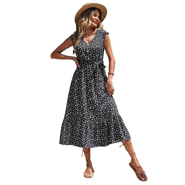 Damen Maxikleid mit blühendem Muster und Rüschendetails Drune