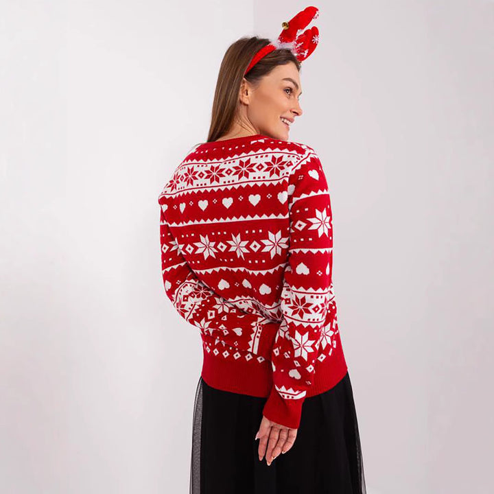 Damen Weihnachts-Pullover mit festlichem Motiv und kuscheligem Strick Drune