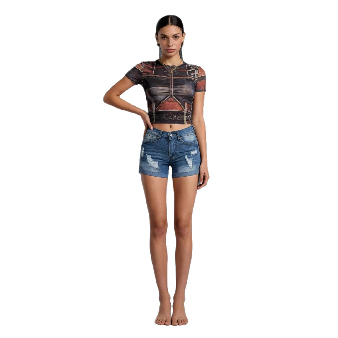 Damen Destroyed Denim-Shorts im lässigen Schnitt mit modischen Details Drune