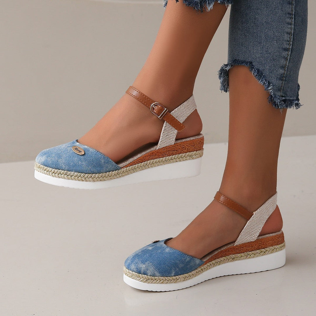 Damen Wedge-Sandalen mit geflochtenem Riemendesign und komfortablem Fußbett Drune