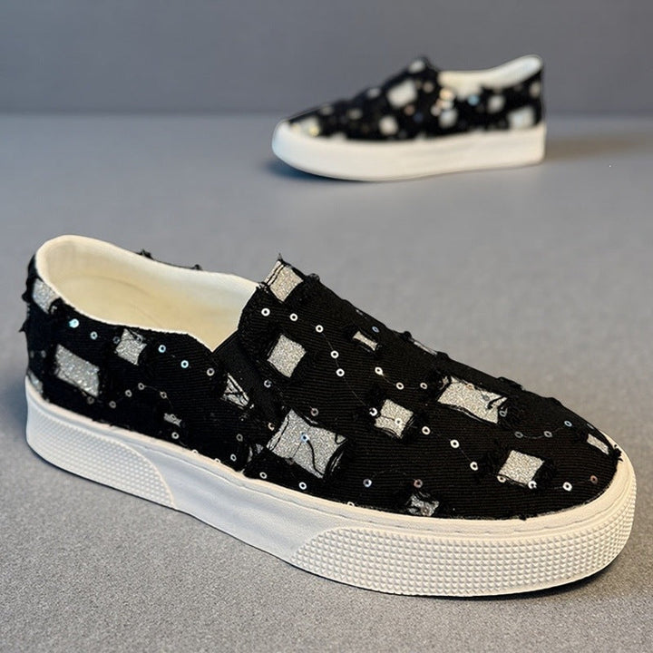 Damen Modische Slip-On Sneakers mit funkelnden Applikationen Drune