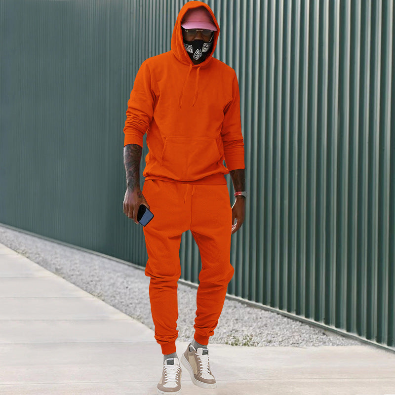 Herren nan lässiges Hoodie- und Jogging-Set aus French Terry mit Kängurutasche, gerippten Bündchen und elastischem Tunnelzugbund Drune