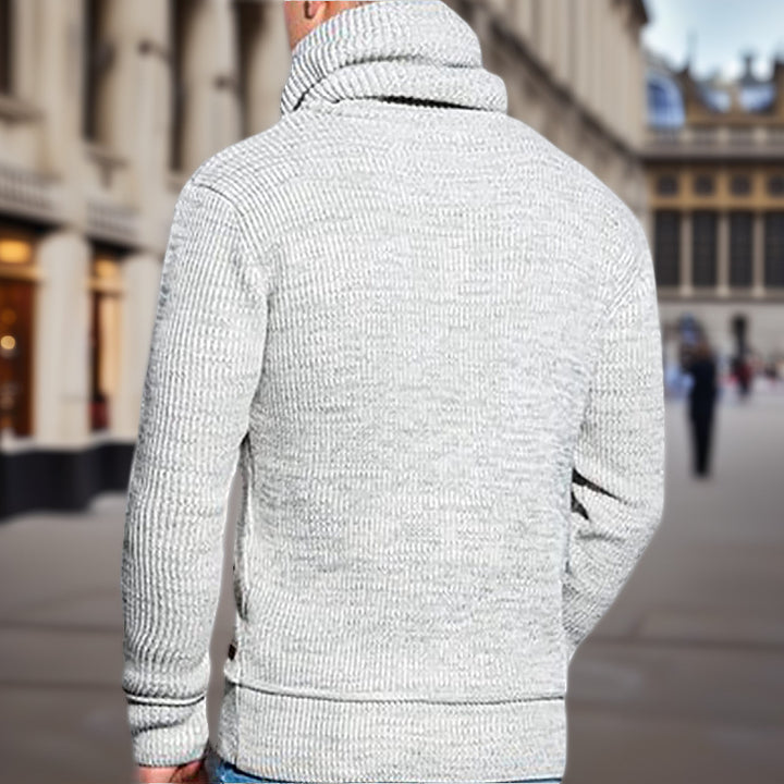 Herren Strickpullover mit hohem Kragen und seitlichen Taschen Drune