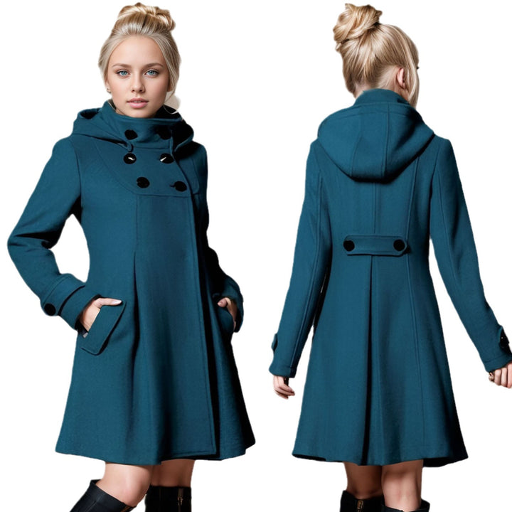Damen eleganter Mantel mit hohem Kragen und funktionalen Taschen Drune