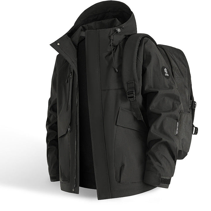 Herren technische Allwetterjacke mit praktischen Taschen und verstellbarem Kragen Drune