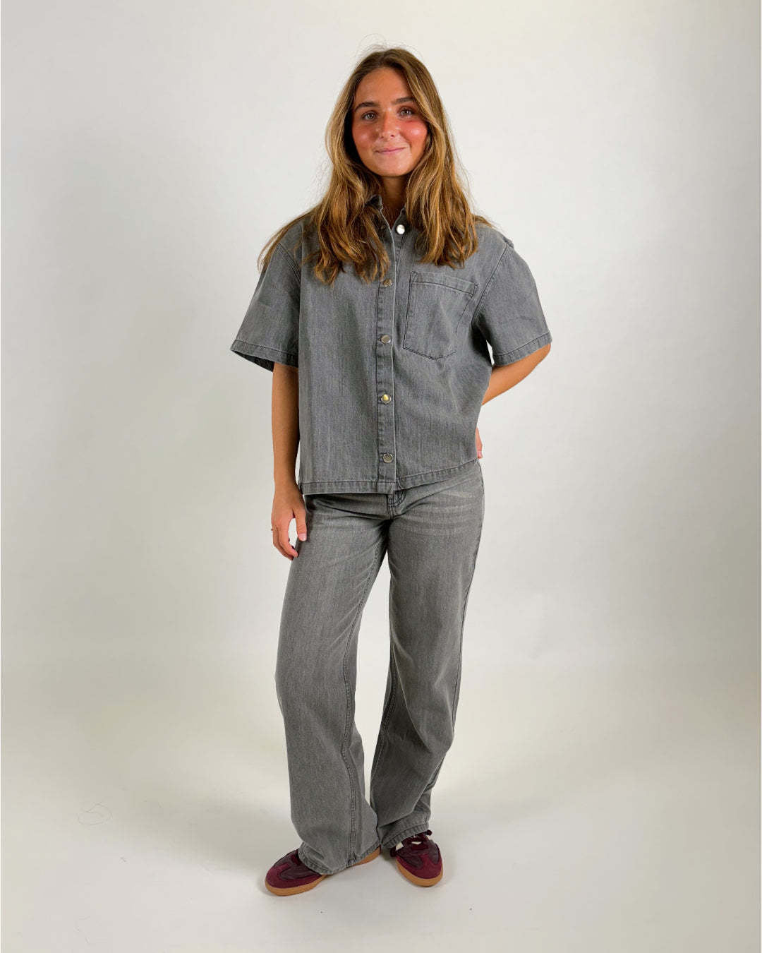 Damen Denim-Hemdjacke im lässigen Oversized-Schnitt Drune
