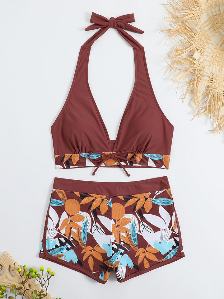 Damen Sportliches Bikini-Set mit verstellbarem Haltertop und Shorts Drune