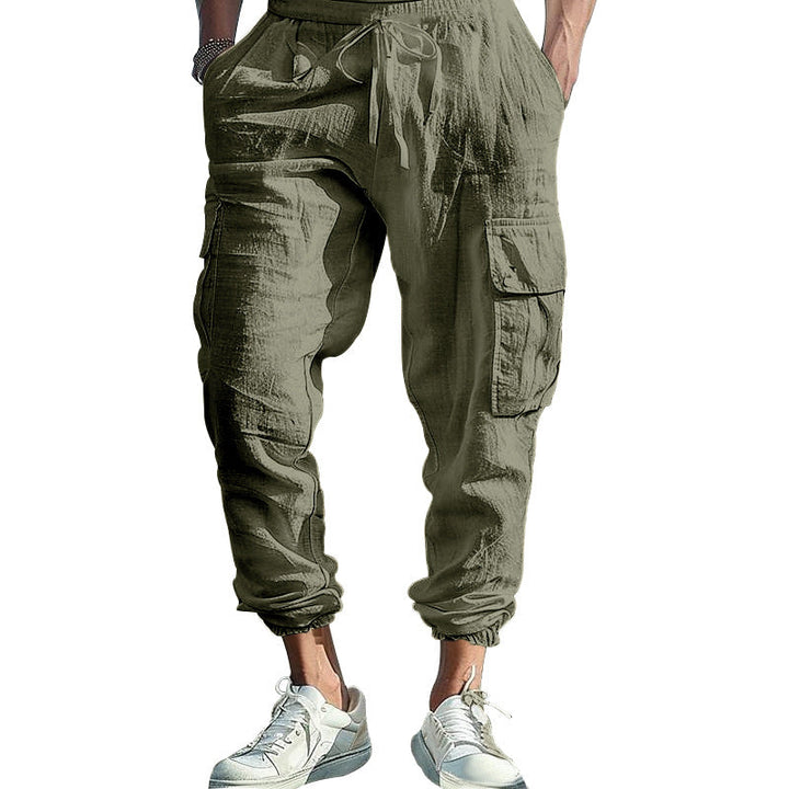Herren luftige Cargo-Hose mit elastischem Bund und seitlichen Taschen Drune
