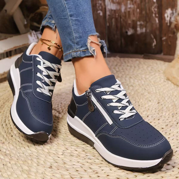 Damen Komfortable Sneakers mit modischem Reißverschluss und atmungsaktiver Sohle Drune