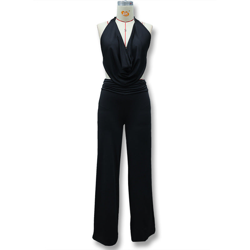 Damen Jumpsuit mit elegantem Wickeldetail und weiten Beinpartien Drune