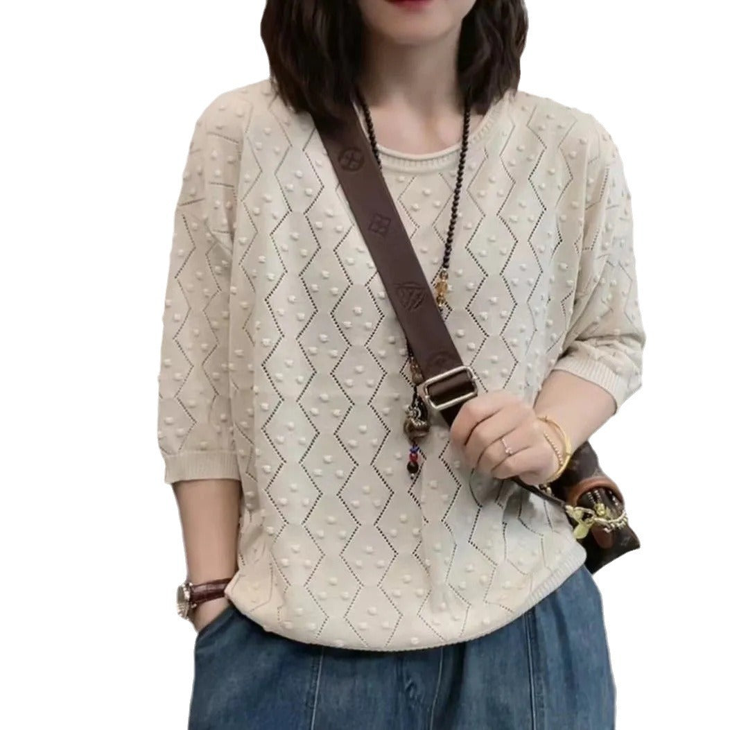 Damen Feinstrickpullover mit dekorativem Strukturdesign und lässigem Schnitt Drune