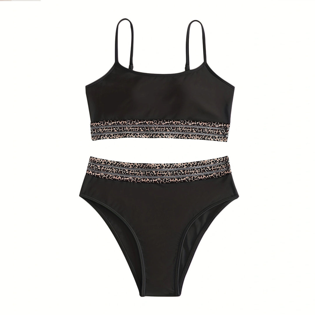 Damen Hochtailliertes Bikini-Set mit modischen Leoparden-Details Drune