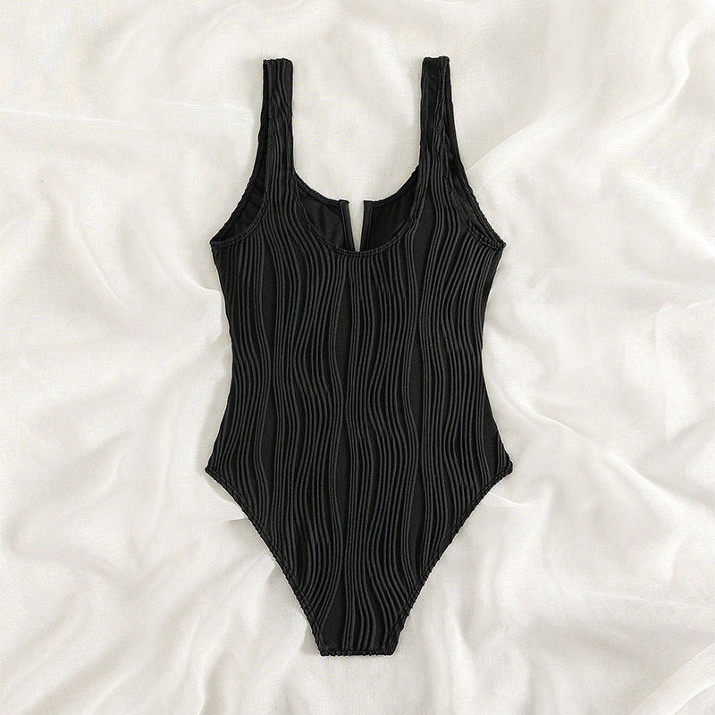 Damen Hochgeschnittener Badeanzug mit strukturiertem Design Drune