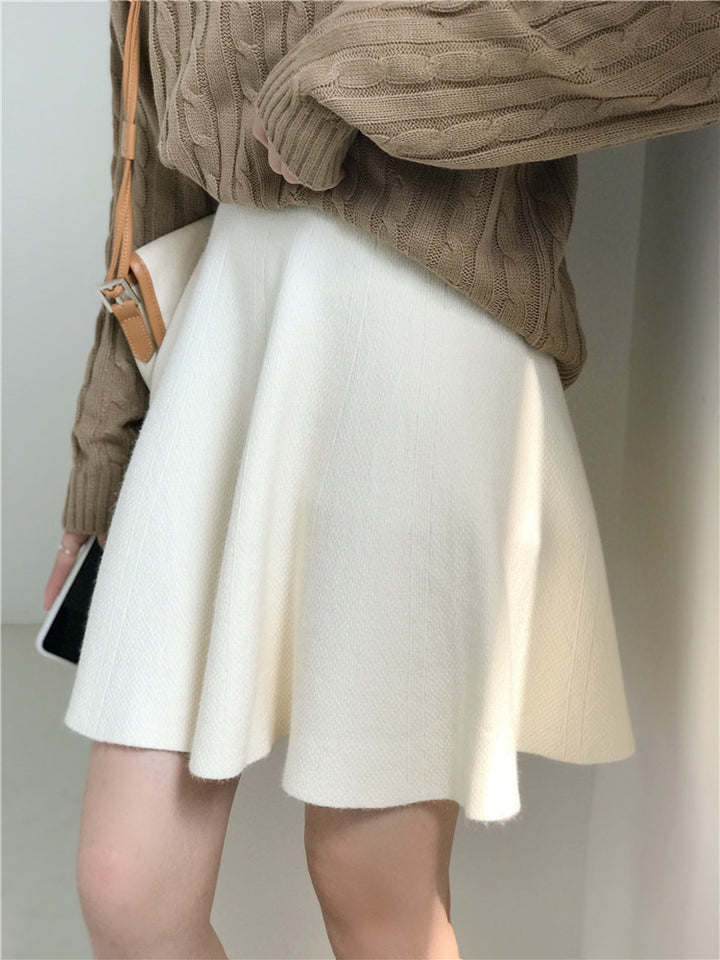 Damen Eleganter und lockerer Strickrock mit weitem Schnitt Drune
