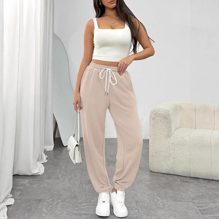 Damen Bequeme Sporthose mit elastischem Bund und Kordelzug Drune