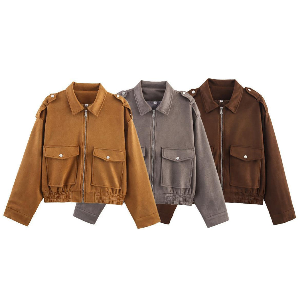 Damen lässige Utility-Jacke mit robustem Reißverschluss und großen aufgesetzten Taschen Drune