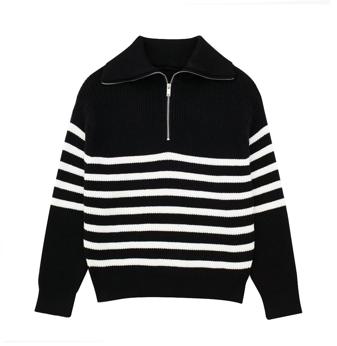 Damen Strickpullover mit hohem Kragen und Reißverschluss Drune