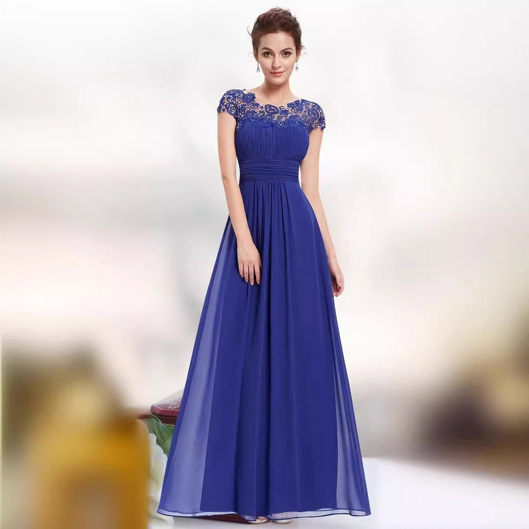 Damen Elegantes Abendkleid mit Spitzenoberteil und fließendem Rock Drune