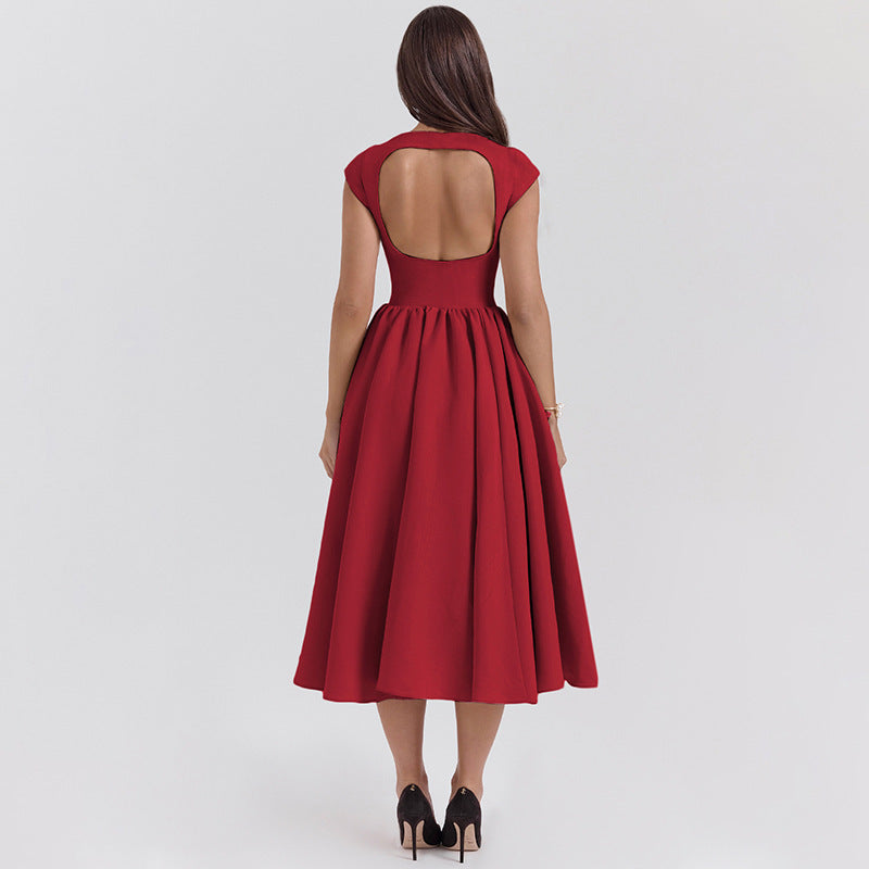 Damen Midi-Kleid mit elegantem A-Linien-Schnitt und raffinierten Falten Drune