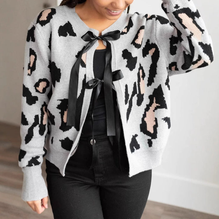 Damen niedliche Cardigan mit Schleifen-Detail Drune