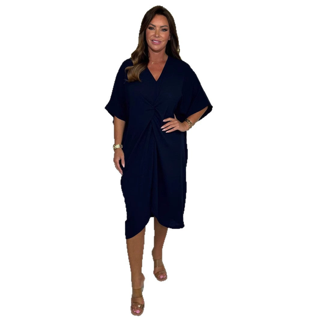 Damen elegantes Wickelkleid mit kaschierendem Effekt Drune