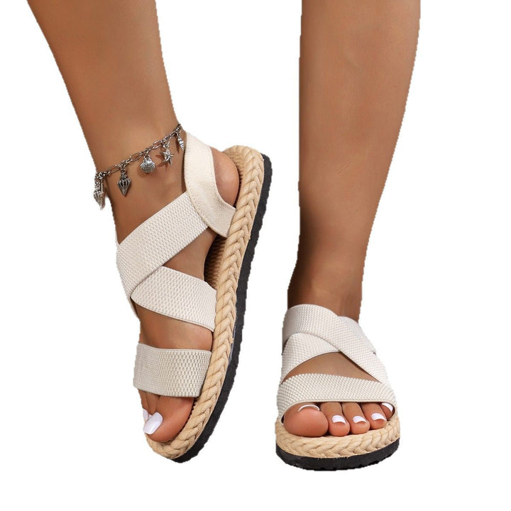 Damen Komfortable Riemensandalen mit elastischen Kreuzriemen und rutschfester Sohle Drune